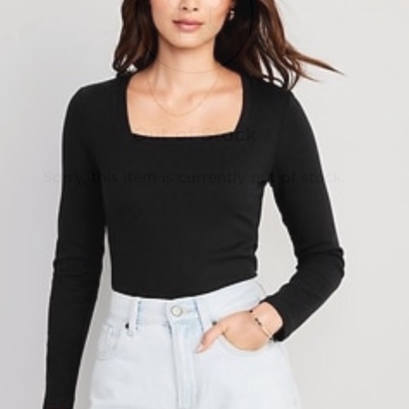 Old Navy Square Neck Ribbed Long Sleeve Top S NEW - Picture 1 of 6